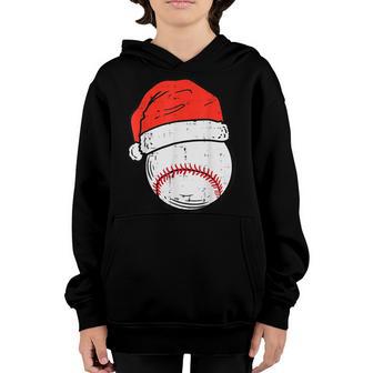 Baseball Santa Hat Sports Christmas Xmas Boys Men V3 Youth Hoodie - Thegiftio UK