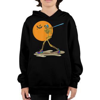 Baseball Skeleton Halloween Men Boys Baseball Halloween V2 Youth Hoodie - Thegiftio UK