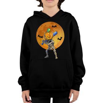 Baseball Skeleton Halloween Men Boys Baseball Halloween V3 Youth Hoodie - Thegiftio UK
