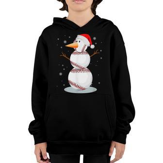 Baseball Snowman Santa Hat Christmas Soccer Lover Kids Youth Hoodie - Thegiftio UK
