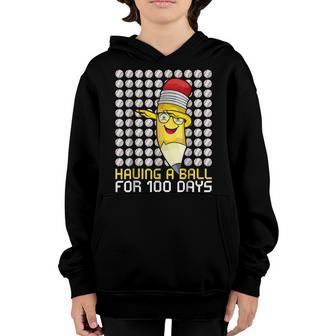 Baseball Student 100Th Day Having Ball 100 Days Of School Youth Hoodie - Seseable