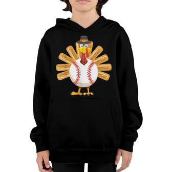 Baseball Turkey Thanksgiving For Boys Toddlers Kid Mom Youth Hoodie - Thegiftio UK