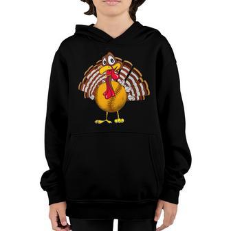 Baseball Turkey Thanksgiving Softball Turkey Men Women Kids Youth Hoodie - Thegiftio UK