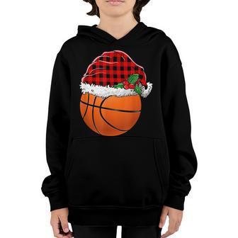 Basketball Christmas Santa Red Plaid Xmas Pajamas Boys Men Youth Hoodie - Thegiftio UK