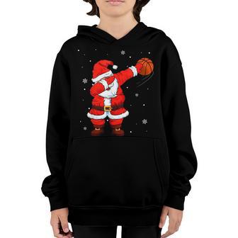 Basketball Dabbing Santa Funny Christmas Gifts For Kids Boys V2 Youth Hoodie - Thegiftio UK