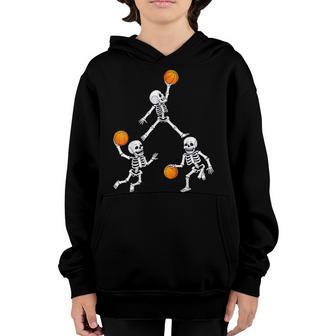 Basketball Halloween Skeleton Dunking Dribble Boys Kids N V2 Youth Hoodie - Thegiftio UK