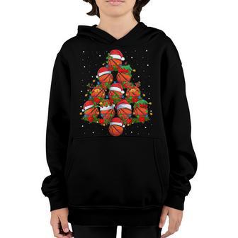 Basketball Santa Hat Reindeer Christmas Tree Lights Xmas Boy Youth Hoodie - Thegiftio UK
