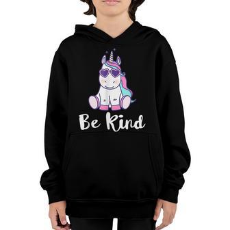 Be Kind Cute Unicorn Girl Kids Orange Unity Day 2022 Youth Hoodie - Thegiftio UK