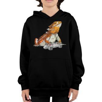 Bearded Dragon Playing Video Games Reptiles Lizard Gamers Youth Hoodie - Thegiftio UK