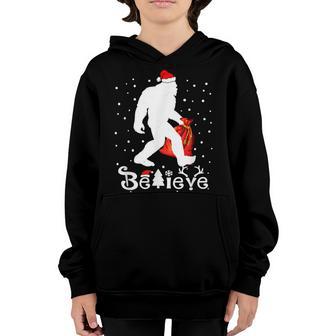 Believe Bigfoot Santa Hat Christmas Xmas Kids Boys Girls V3 Youth Hoodie - Thegiftio UK
