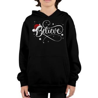Believe In Santa Claus Hat Christmas For Men Boys Kids Youth Hoodie - Thegiftio UK