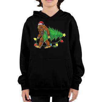 Bigfoot Christmas Tree Lights Xmas Boys Men Sasquatch Lovers V2 Youth Hoodie - Thegiftio UK