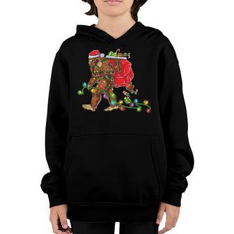 Bigfoot Christmas Tree Lights Xmas Boys Men Sasquatch Lovers V3 Youth Hoodie - Thegiftio UK