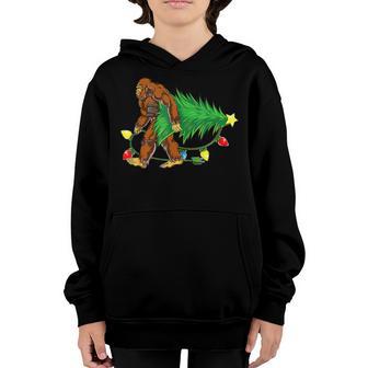Bigfoot Christmas Tree Lights Xmas Boys Men Sasquatch Lovers V5 Youth Hoodie - Thegiftio UK