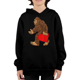 Bigfoot Heart Valentines Day Boys Girls Kids Sasquatch Youth Hoodie - Thegiftio UK