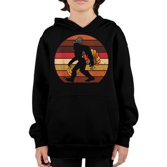 Bigfoot Sasquatch Pilgrim Turkey Thanksgiving Boys Men Retro Youth Hoodie - Thegiftio UK