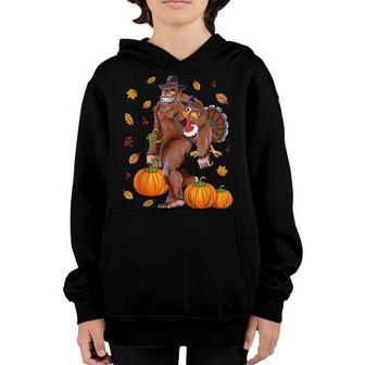 Bigfoot Sasquatch Turkey Pumpkin Happy Thanksgiving Day Kids Youth Hoodie - Thegiftio UK