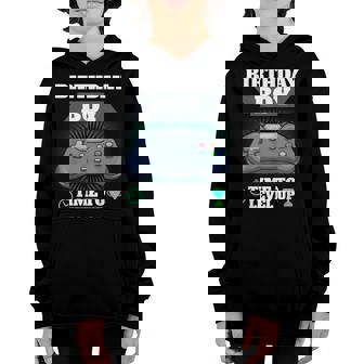 Birthday Boy Time To Level Up Video Game Theme Party Gamer Youth Hoodie | Mazezy