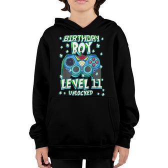 Birthday Boys Level 11 Unlocked Video Gamer Birthday Youth Hoodie - Thegiftio UK