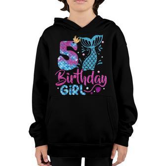 Birthday Mermaid 5 Years Old Girl Mermaid 5Th Birthday Gift Youth Hoodie - Thegiftio UK