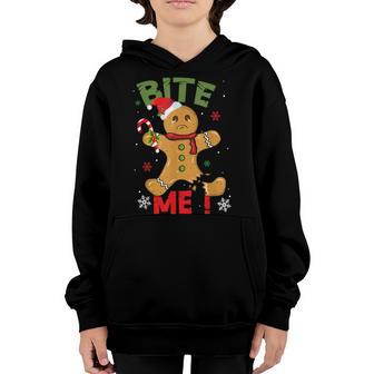 Bite Me Gingerbread Man Funny Cookie Christmas Gifts For Kid Youth Hoodie - Thegiftio UK