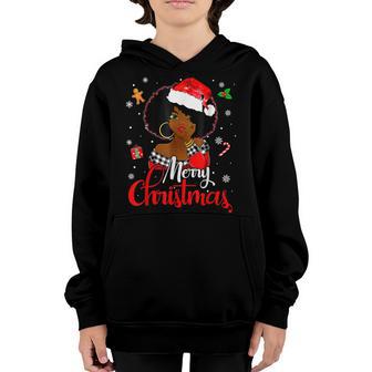 Black African Girl American Melanin Christmas Santa Hat Xmas V12 Youth Hoodie - Thegiftio UK