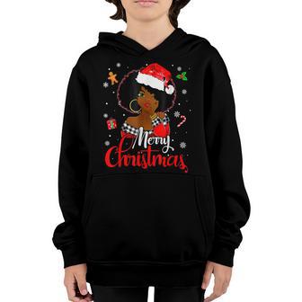 Black African Girl American Melanin Christmas Santa Hat Xmas V15 Youth Hoodie - Thegiftio UK
