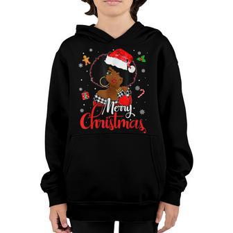 Black African Girl American Melanin Christmas Santa Hat Xmas V17 Youth Hoodie - Thegiftio UK