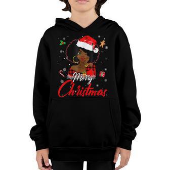 Black African Girl American Melanin Christmas Santa Hat Xmas V18 Youth Hoodie - Thegiftio UK
