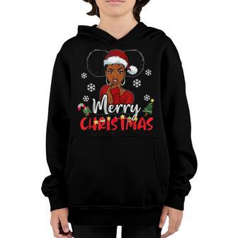 Black African Girl American Melanin Christmas Santa Hat Xmas V2 Youth Hoodie - Thegiftio UK