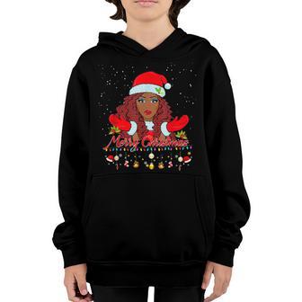 Black African Girl American Melanin Christmas Santa Hat Xmas V5 Youth Hoodie - Thegiftio UK