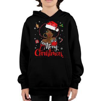 Black African Girl American Melanin Christmas Santa Hat Xmas V6 Youth Hoodie - Thegiftio UK