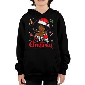 Black African Girl American Melanin Christmas Santa Hat Xmas V8 Youth Hoodie - Thegiftio UK
