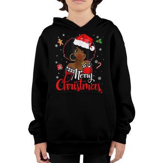 Black African Girl American Melanin Christmas Santa Hat Xmas Youth Hoodie - Thegiftio UK