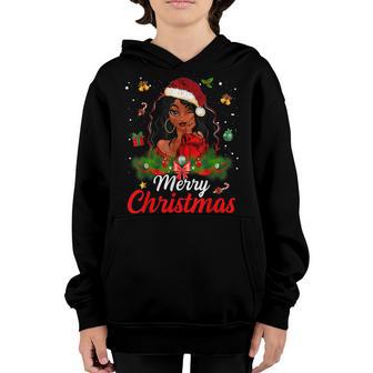 Black African Girl American Melanin Santa Christmas Pajama Youth Hoodie - Thegiftio UK