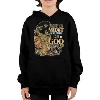 Black Girl Even In The Midst Of Storm Black Womens Flower Youth Hoodie - Thegiftio UK
