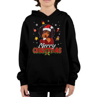Black Girl Magic Merry Christmas African American Woman Xmas Youth Hoodie - Thegiftio UK