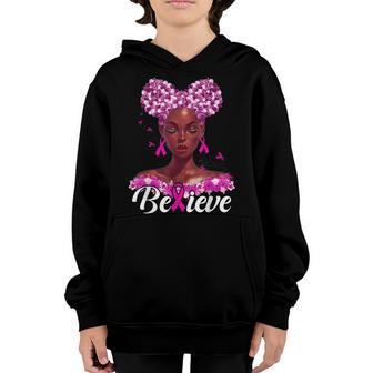 Black Girl Woman Support Believe Breast Cancer Awareness Youth Hoodie - Thegiftio UK