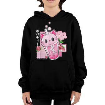Boba Tea Cat Bubble Tea Kawaii Anime Japanese Girls Nage Youth Hoodie - Thegiftio UK
