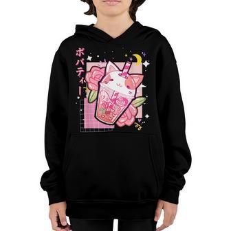 Boba Tea Cat Bubble Tea Kawaii Anime Japanese Girls Nager V3 Youth Hoodie - Thegiftio UK