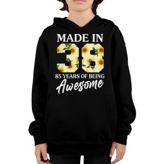 Born In 1938 85 Year Old 85Th Birthday Girls Women Sunflower Youth Hoodie - Thegiftio UK