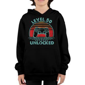 Born In 1973 Level 50 Unlocked Video Gamer 50Th Birthday Youth Hoodie - Thegiftio UK