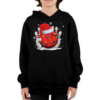 Bowling Santa Hat Christmas Lights Funny Xmas For Boys Men Youth Hoodie - Thegiftio UK