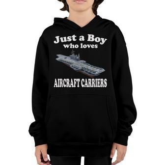 Boy Who Loves Aircraft Carrier Uss Coral Sea Cv-43 Cva-43 Youth Hoodie - Seseable