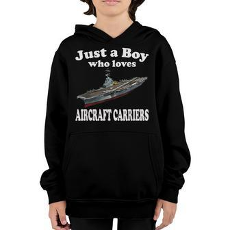 Boy Who Loves Aircraft Carrier Uss Hornet Cv-12 Cvs-12 Youth Hoodie - Seseable