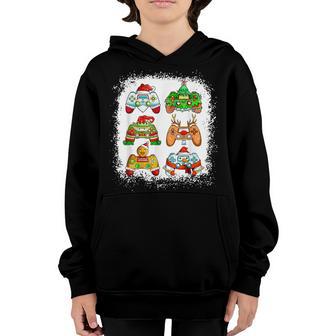 Boys Christmas Santa Elf Gaming Controllers Gamer Xmas Funny V2 Youth Hoodie - Thegiftio UK