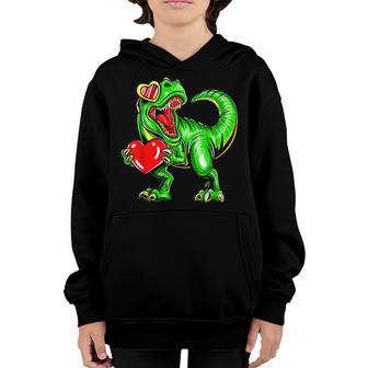 Boys Valentines Day Kids Dinosaur T Rex Lover I Steal Hearts V3 Youth Hoodie - Thegiftio UK