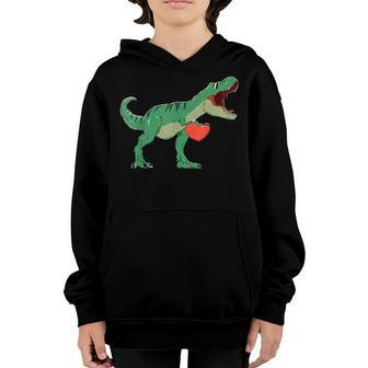 Boys Valentines Day Kids T Rex Dinosaur I Steal Hearts Youth Hoodie - Seseable