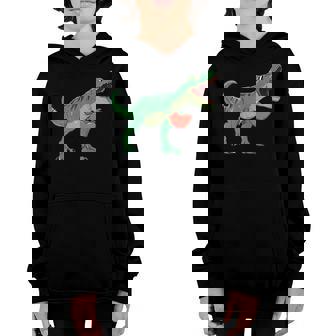 Boys Valentines Day Shirt Kids T-Rex Dinosaur I Steal Hearts Youth Hoodie | Mazezy