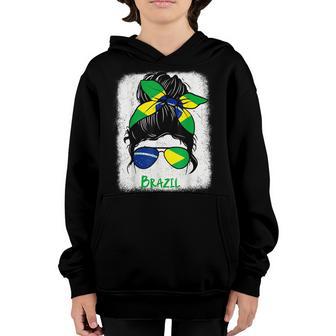 Brazil Soccer Jersey Messy Bun Brazilian Football Girl Women Youth Hoodie - Thegiftio UK